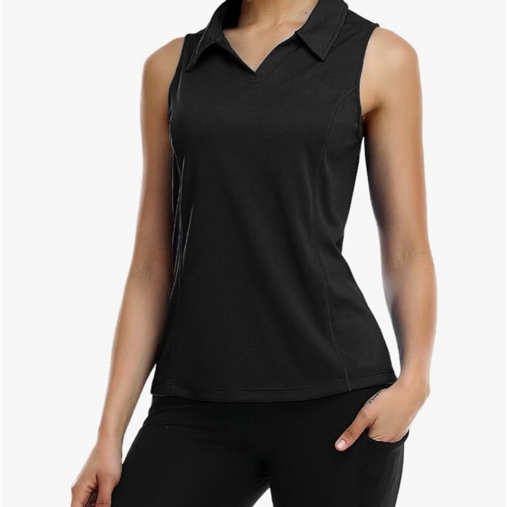 Women's Golf Polo Shirts Sleeveless Quick Dry Tennis T-Shirts Lightweight V-Neck
